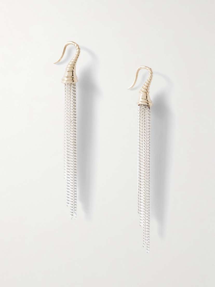 Loren Stewart Tassel Fringed Sterling-silver And 14-karat Gold Earrings