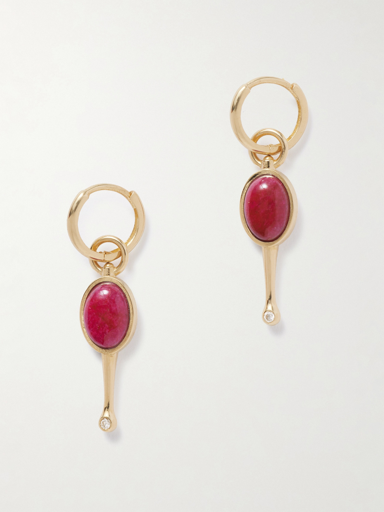Loren Stewart Stellar Key 14-karat Gold, Ruby And Diamond Hoop Earrings In Multi