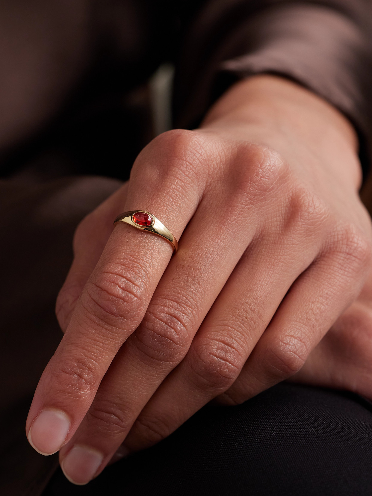 Loren Stewart Gold Garnet Ring In Red