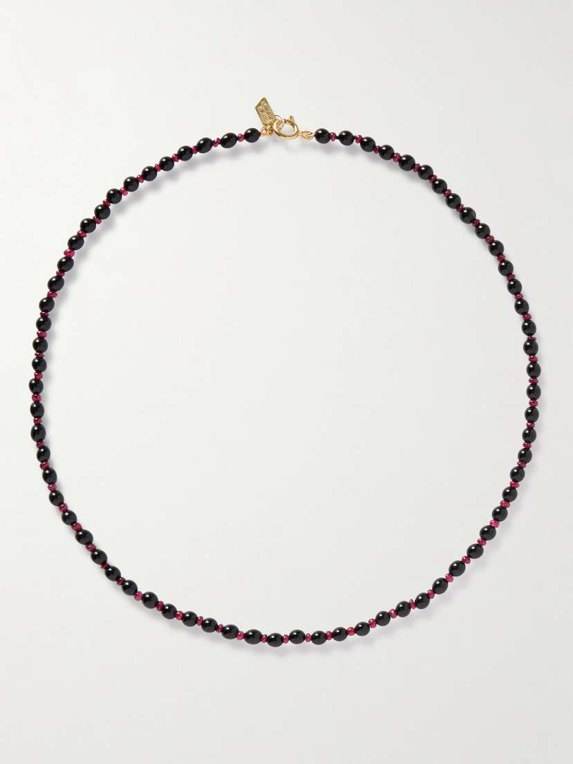 Loren Stewart Seraphina 14-karat Gold, Agate And Ruby Necklace