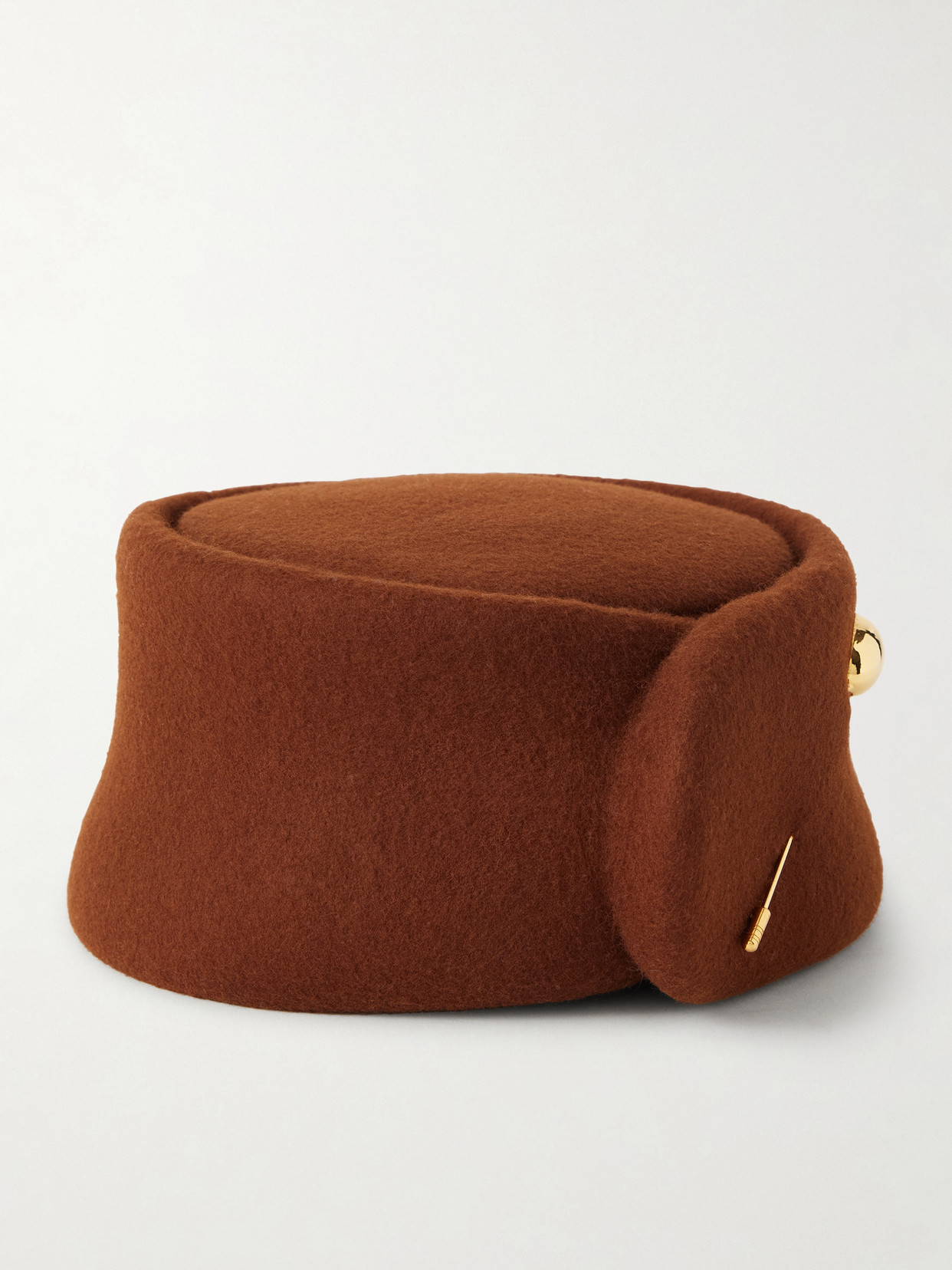 Gigi Burris Tenley Embellished Wool-felt Cap In Brown