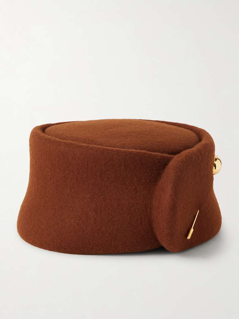 Gigi Burris Tenley Embellished Wool-felt Cap