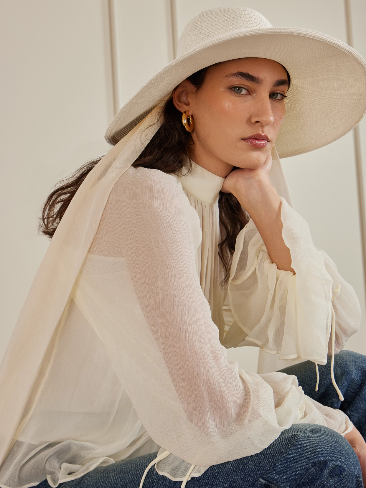 Eugenia Kim Cassidy Organza-trimmed Straw Hat In White