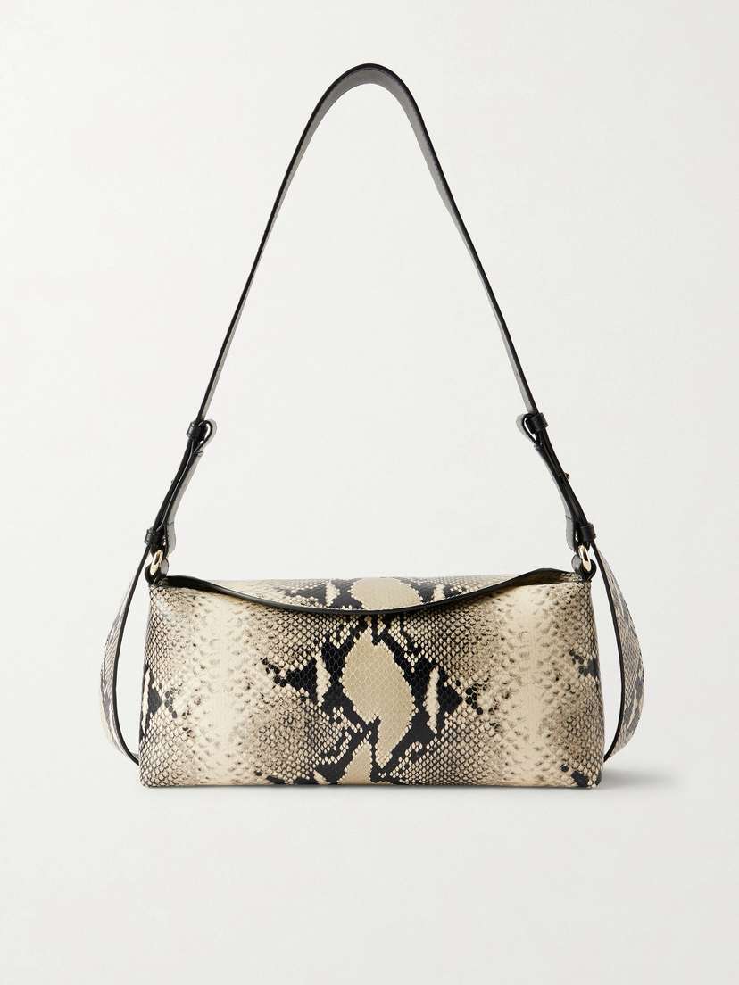 Erdem East West Bloom Snake-effect Leather Shoulder Bag