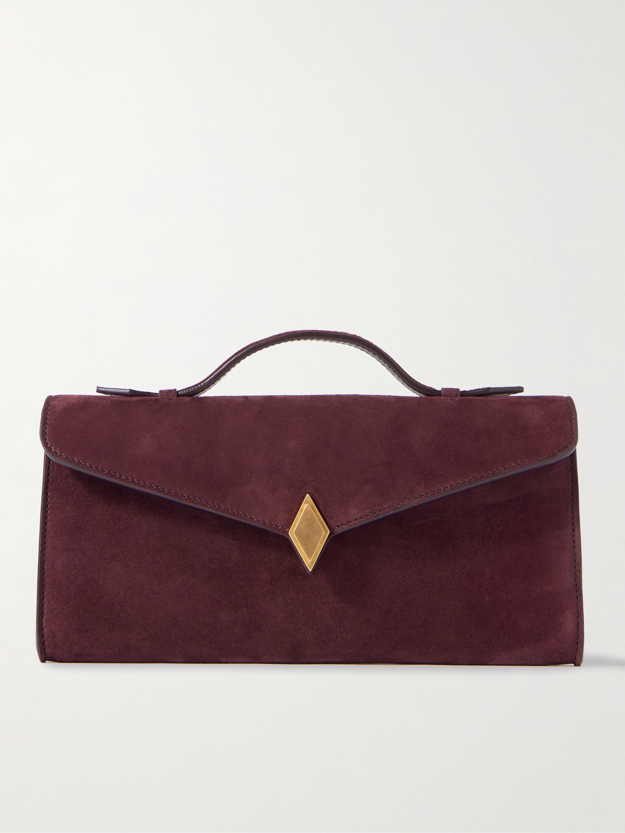 Metier Edge Embellished Suede Clutch In Burgundy