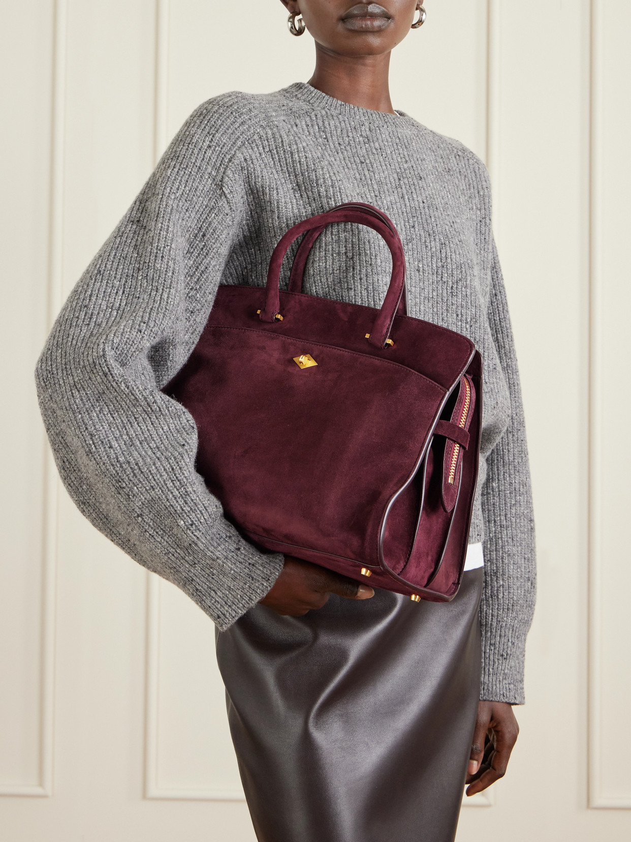 Metier Private Eye Suede Tote In Purple