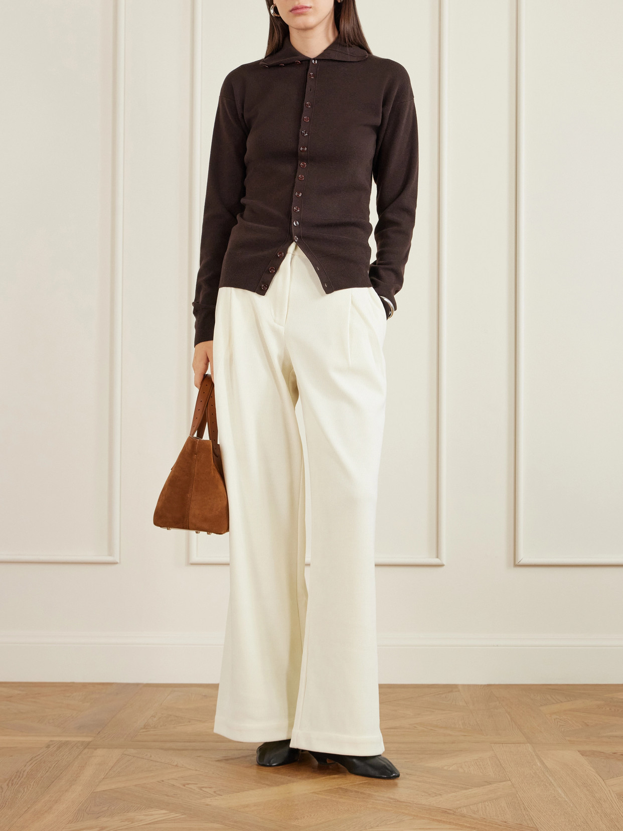 East West Chelsea Leather-Trimmed Suede Tote