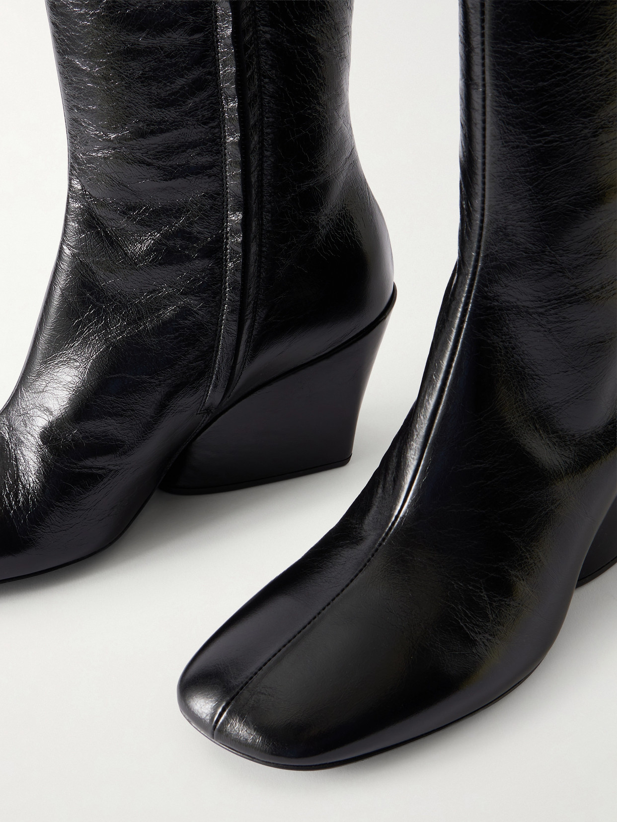 Slant 80 Glossed-Leather Knee Boots