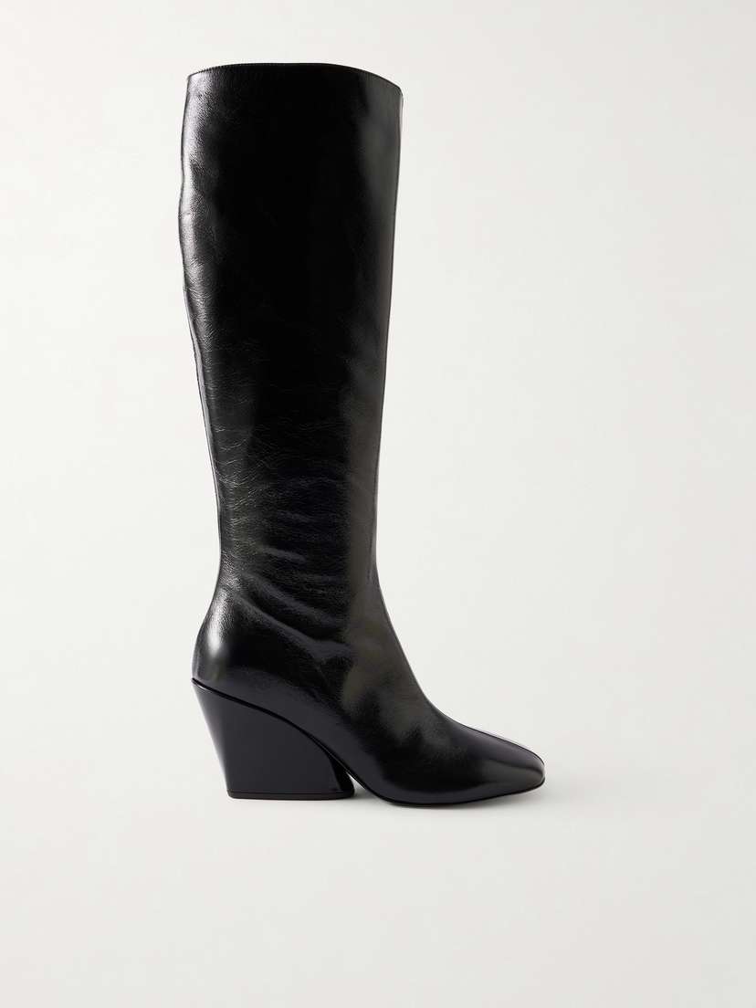 Proenza Schouler Slant Glossed-leather Knee Boots