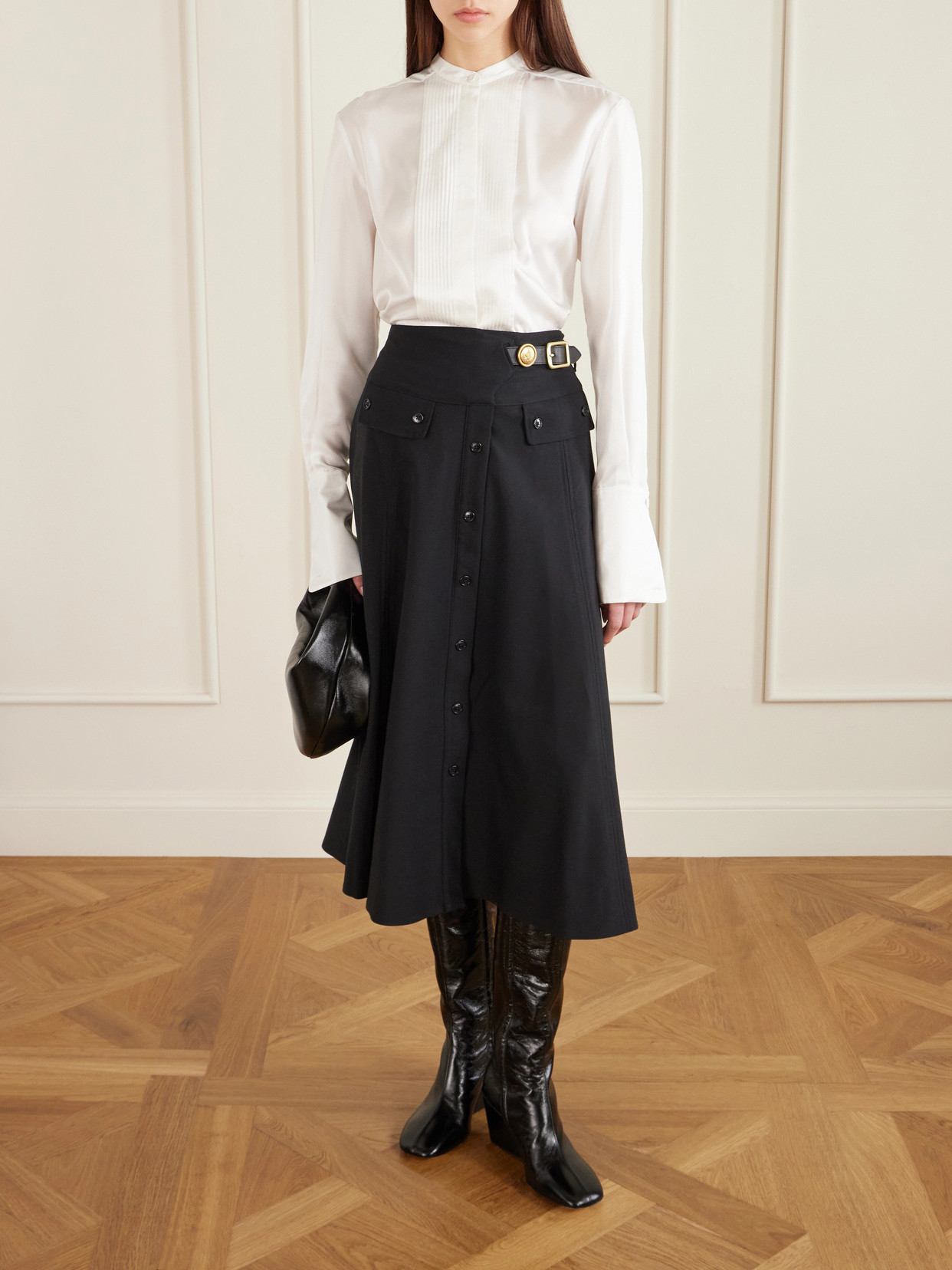 Slant 80 Glossed-Leather Knee Boots