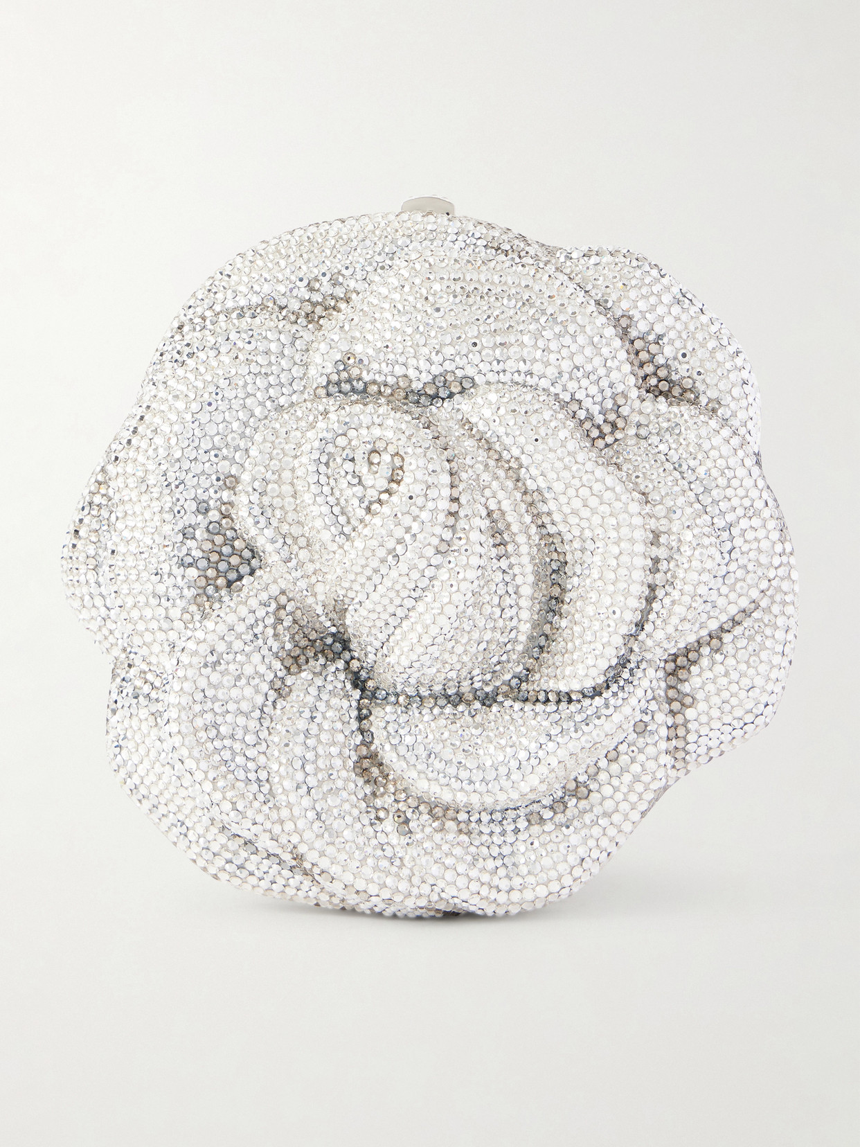 Judith Leiber Rose Desiree Crystal-embellished Silver-tone Clutch In White