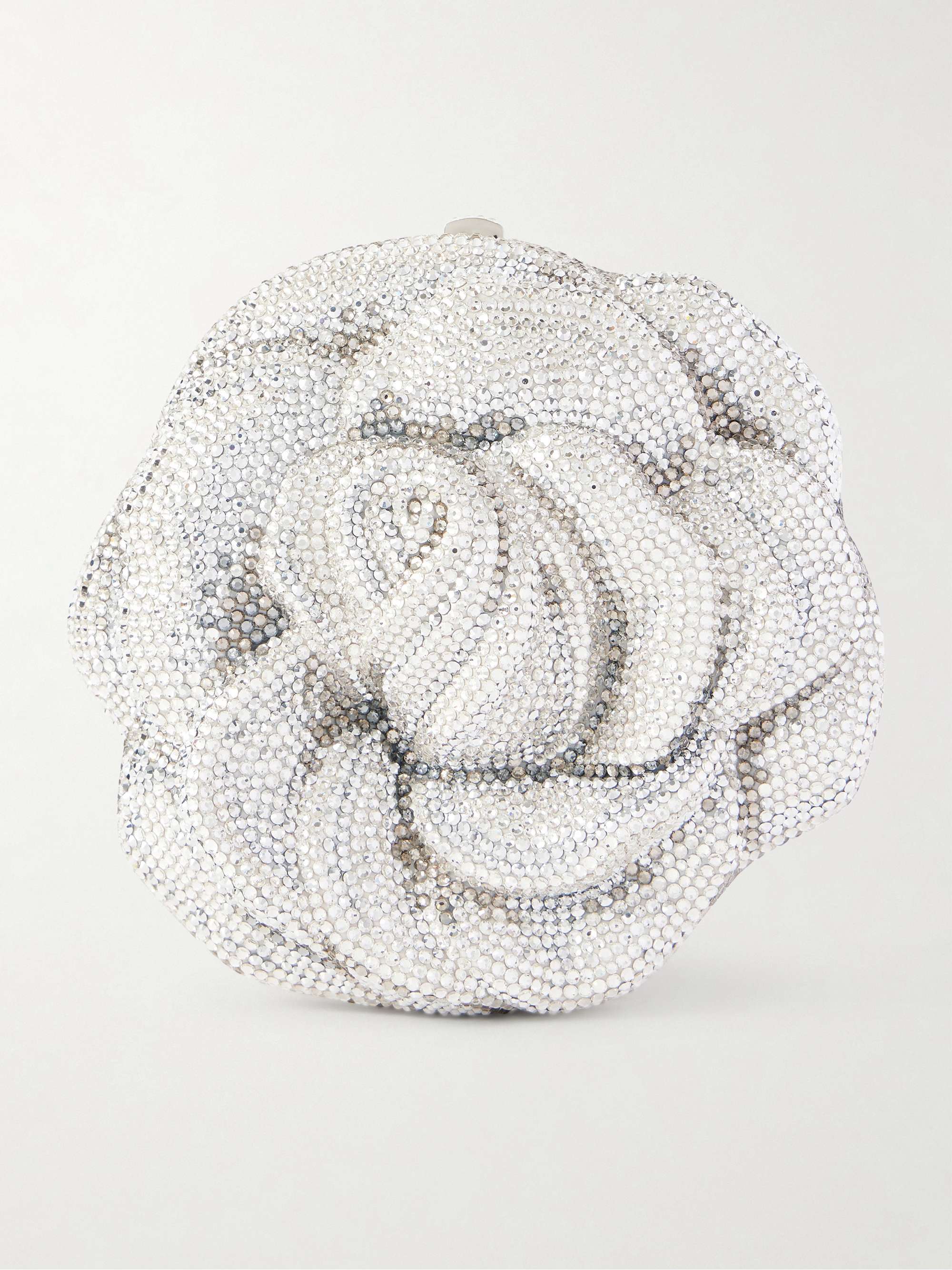 JUDITH LEIBER COUTURE Rose Desiree crystal-embellished silver-tone clutch
