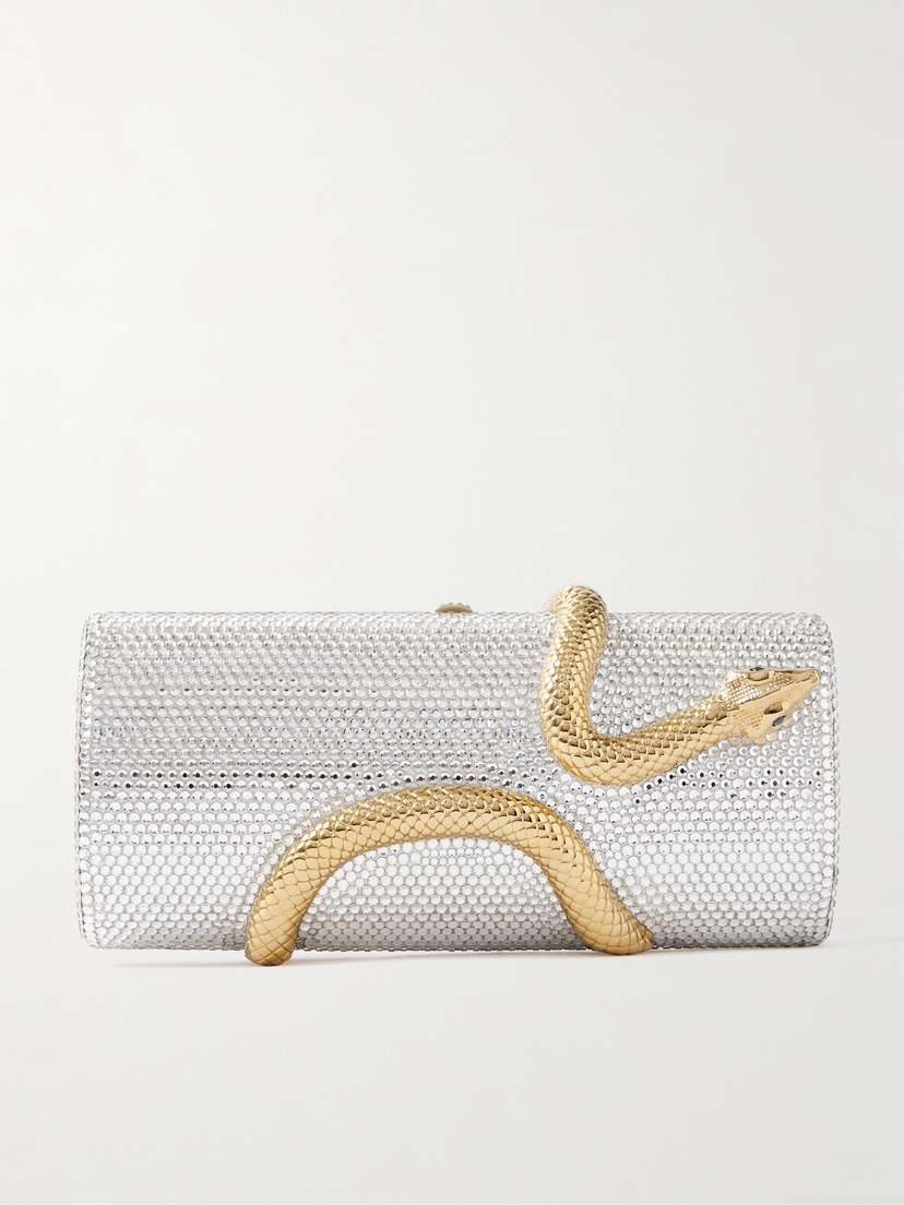 Judith Leiber Couture Snake Crystal-embellished Gold And Silver-tone Clutch