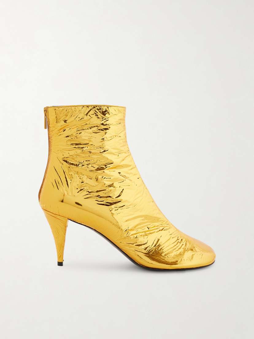 Proenza Schouler Glove Crinkled Metallic Leather Ankle Boots