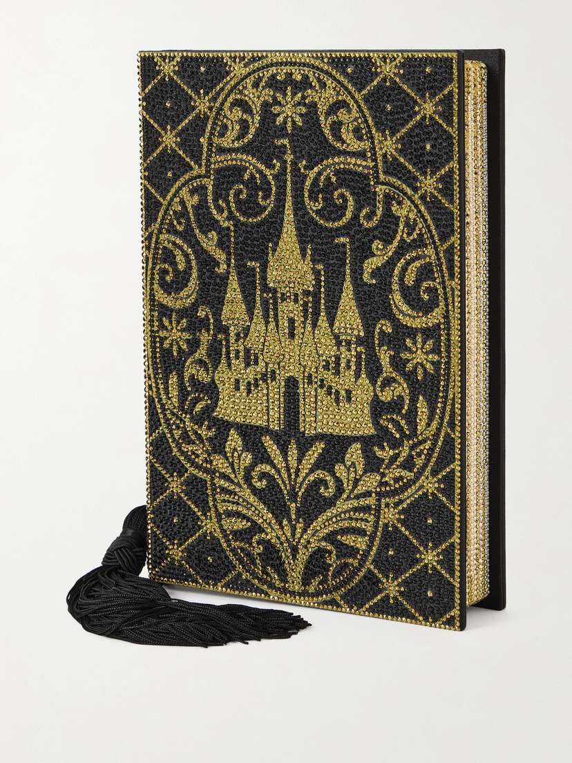 Judith Leiber Couture Storybook Tasseled Crystal-embellished Gold-tone Canvas Clutch