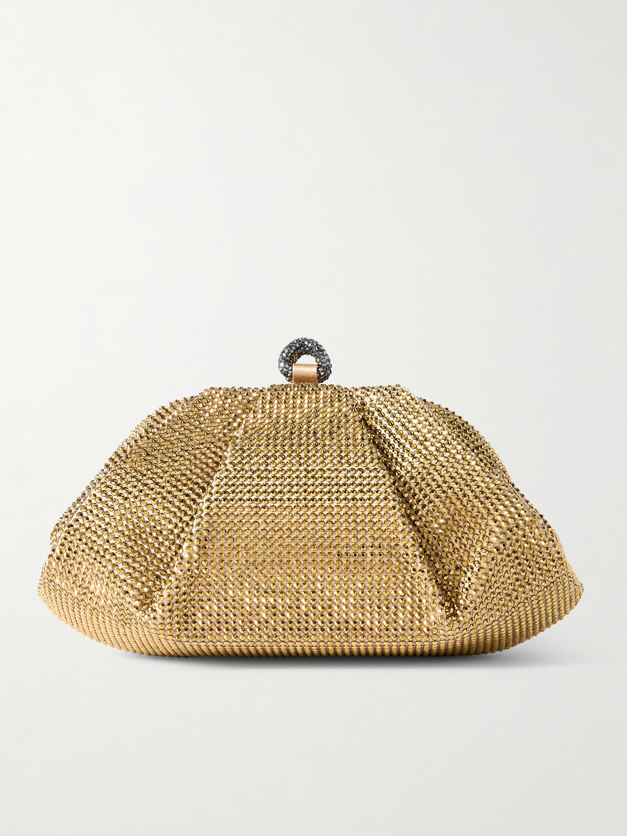 Judith Leiber Gemma Crystal-embellished Satin Clutch In Gold