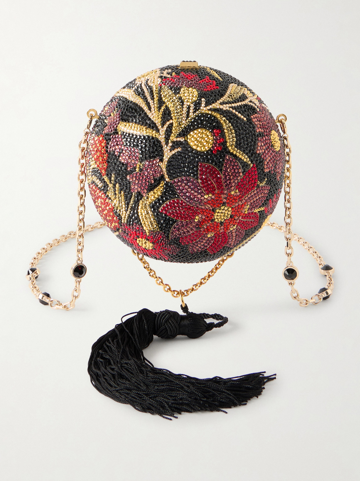 Judith Leiber Lillian Crystal-embellished Gold-tone Clutch In Black