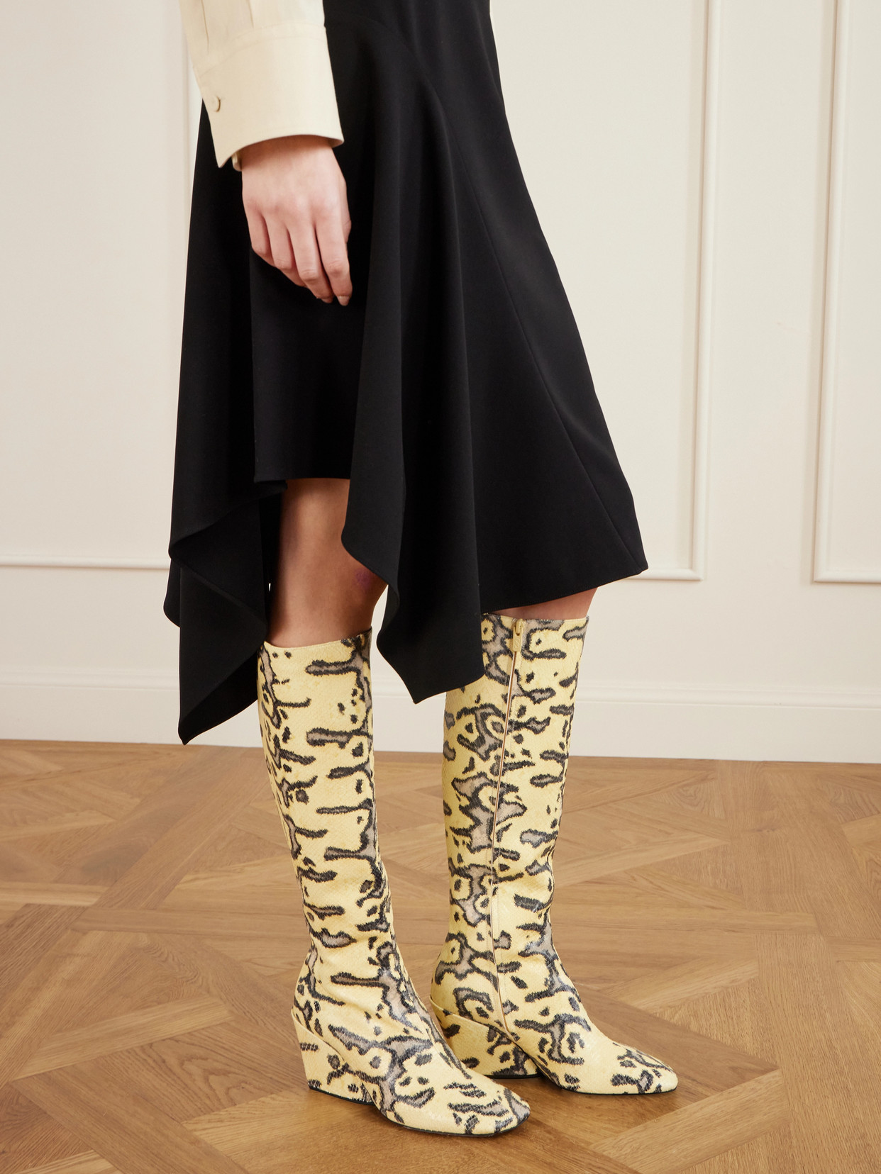 Slant 80 Snake-Effect Leather Knee Boots