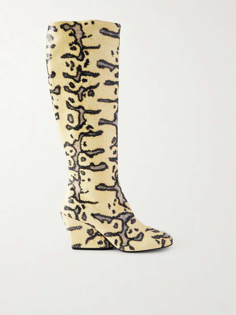 Proenza Schouler Slant Snake-effect Leather Knee Boots