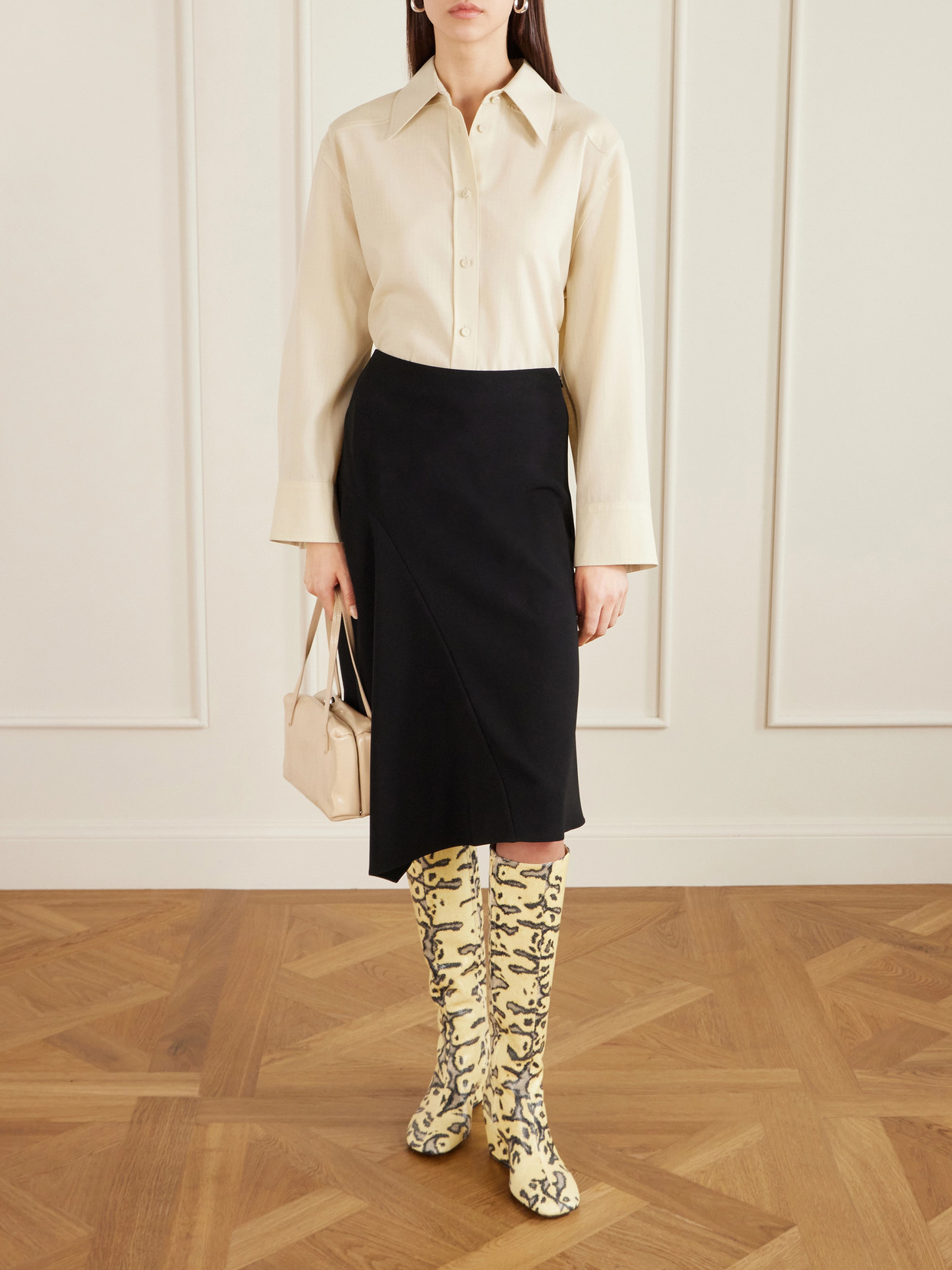 Slant 80 Snake-Effect Leather Knee Boots