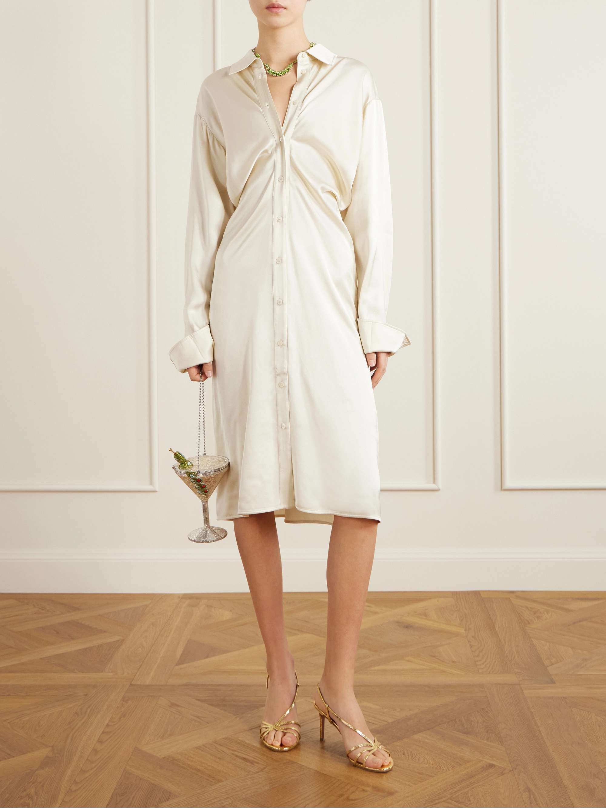 JUDITH LEIBER COUTURE Martini crystal-embellished silver-tone clutch