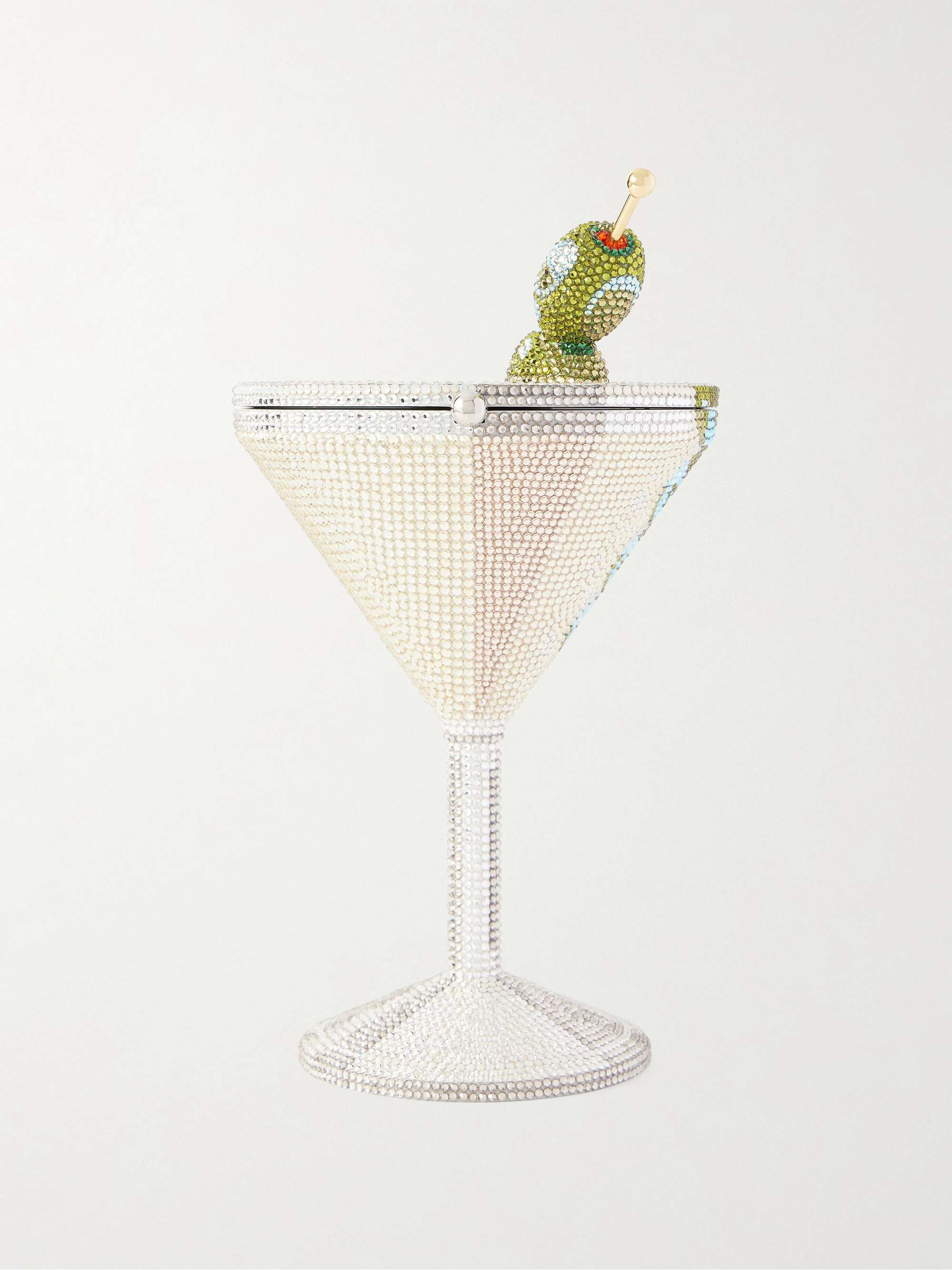 JUDITH LEIBER COUTURE Martini crystal-embellished silver-tone clutch
