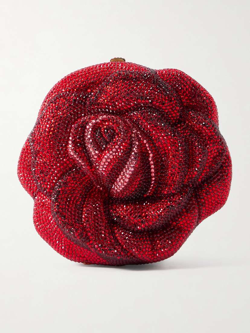 Judith Leiber Couture Rose Desiree Crystal-embellished Gold-tone Clutch