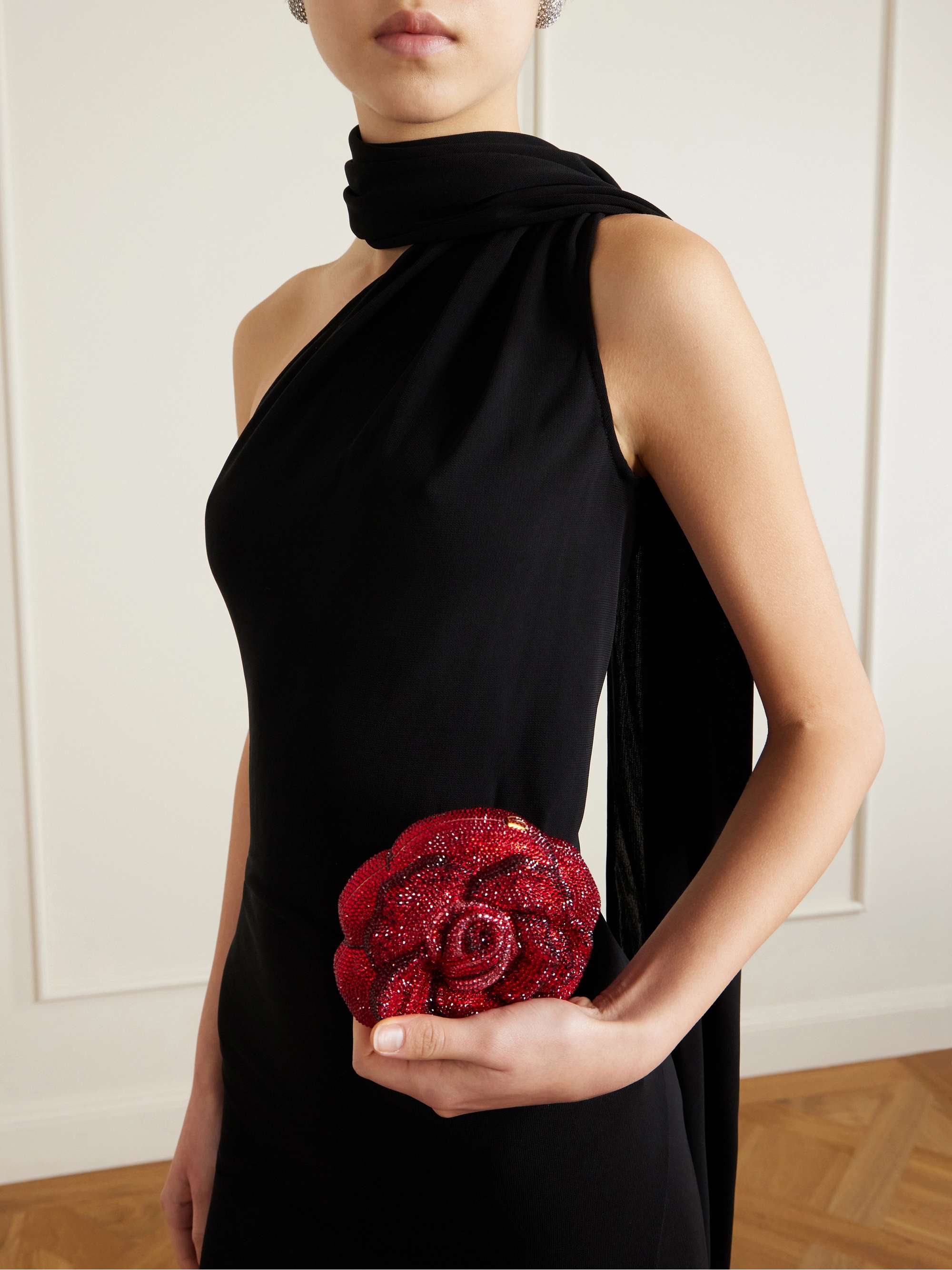 JUDITH LEIBER COUTURE Rose American Beauty crystal-embellished gold-tone clutch