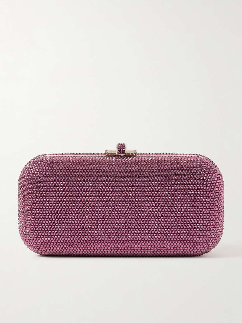 Judith Leiber Couture Long Slide Crystal-embellished Silver-tone Clutch