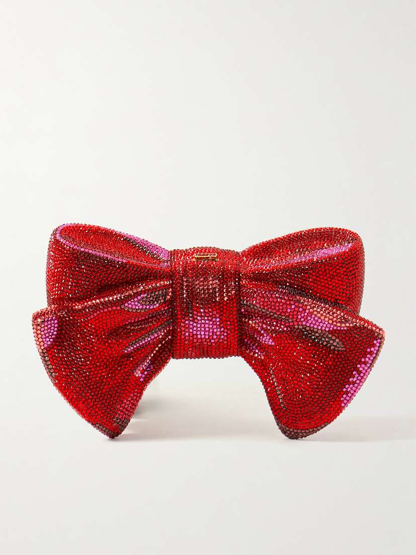Judith Leiber Couture Bow Just For You Crystal-embellished Gold-tone Clutch