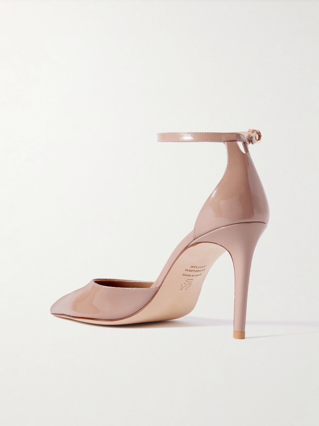Stuart Weitzman Stuart Power Strap Patent-leather Pumps In Neutral