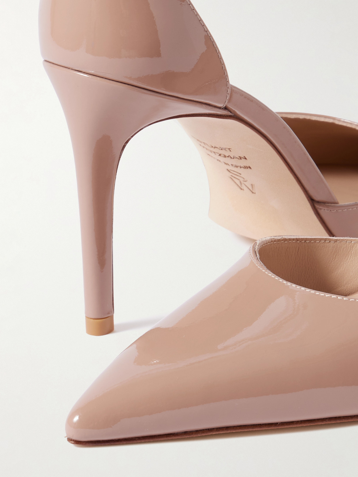 Stuart Weitzman Stuart Power Strap Patent-leather Pumps In Neutral