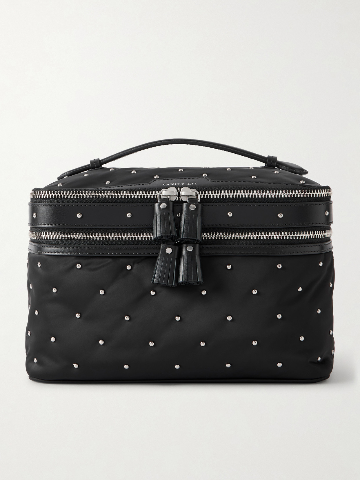 Anya Hindmarch Vanity Kit Studded Leather And Shell Cosmetics Case In Black
