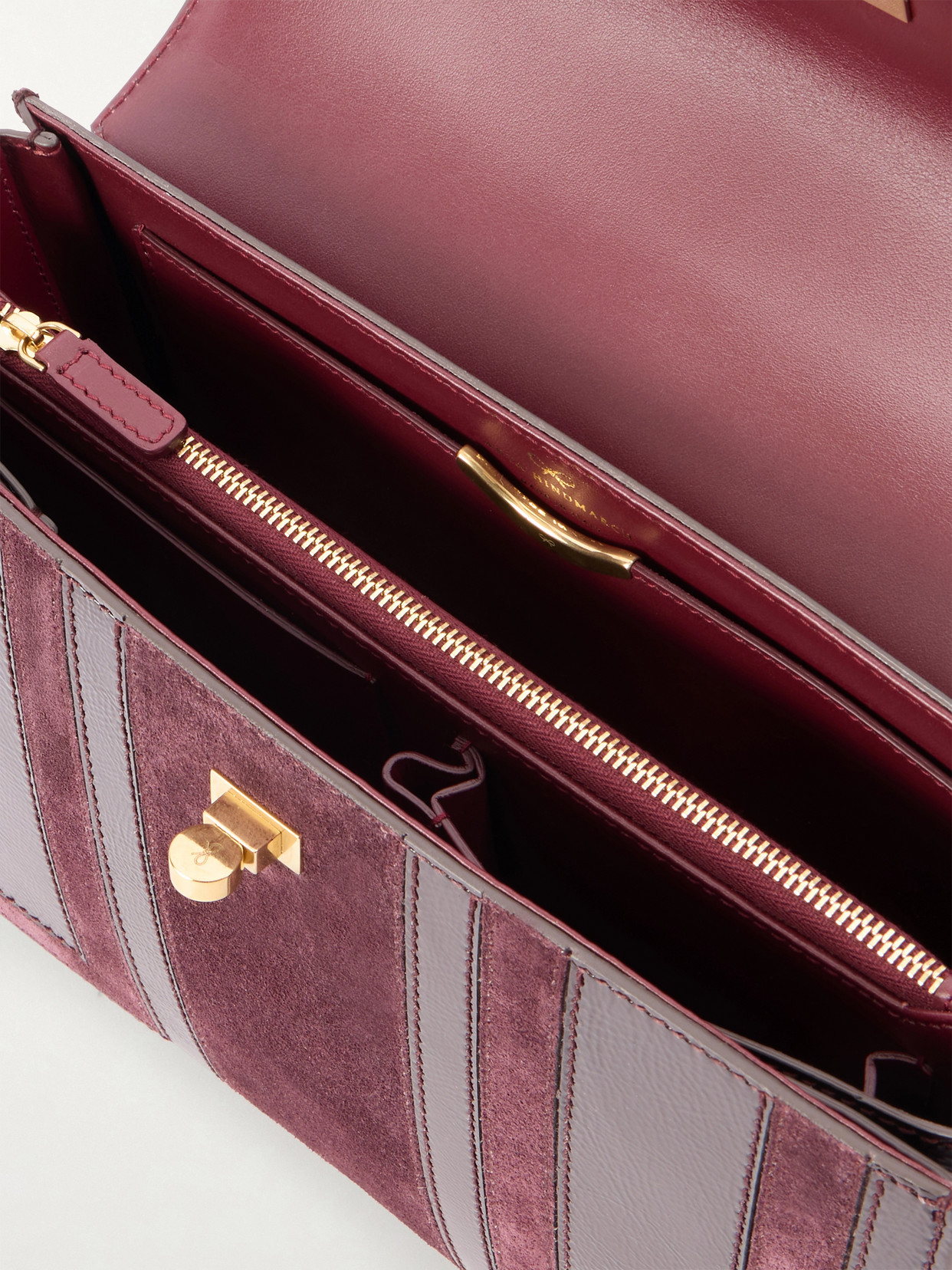 Mortimer Patchwork Patent-Leather And Suede Tote