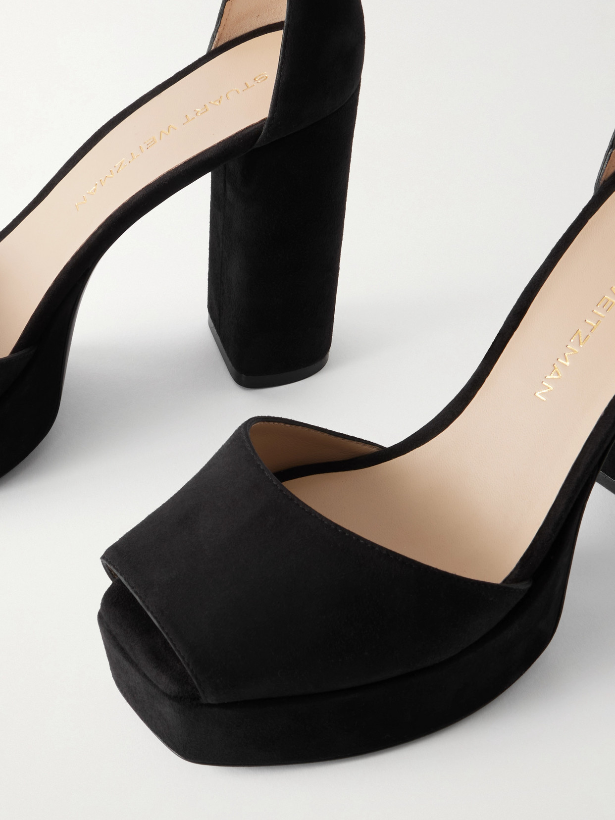 Stuart Weitzman 110mm Sabrina Suede Platform Sandals In Black