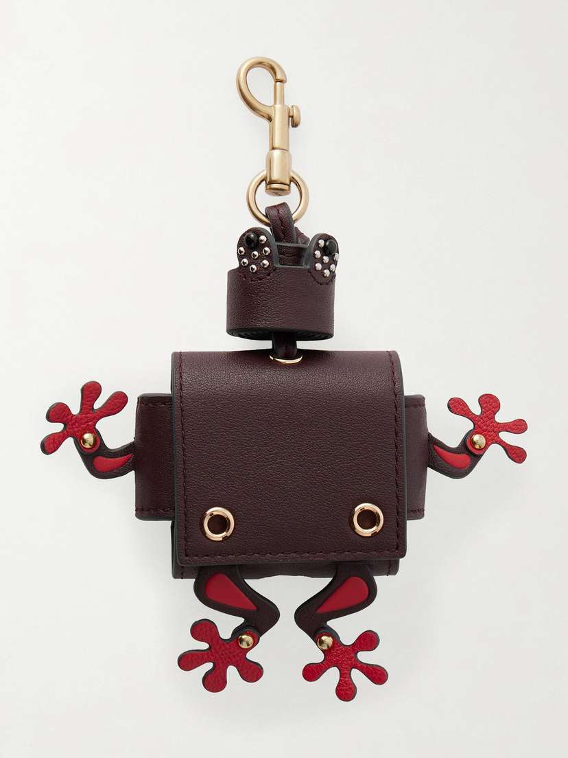 Anya Hindmarch Frog Textured-leather And Gold-tone Earphone Case
