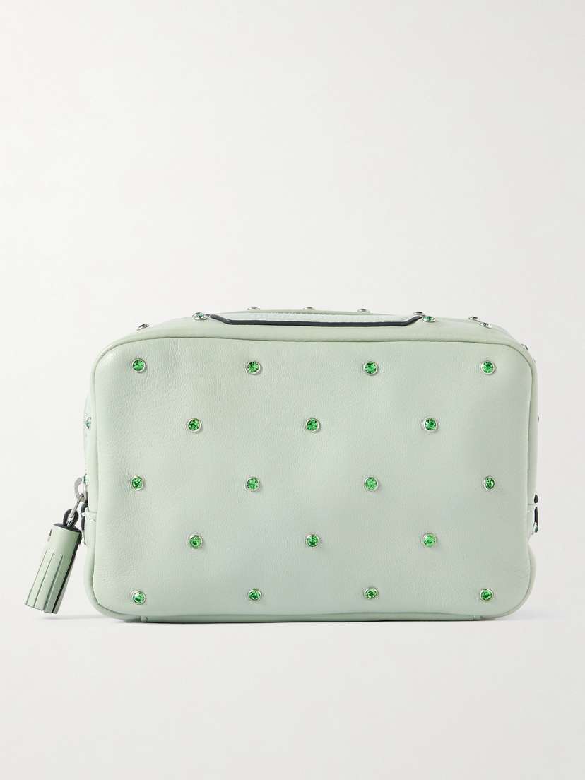 Anya Hindmarch Important Things Tasseled Crystal-embellished Leather Cosmetics Case