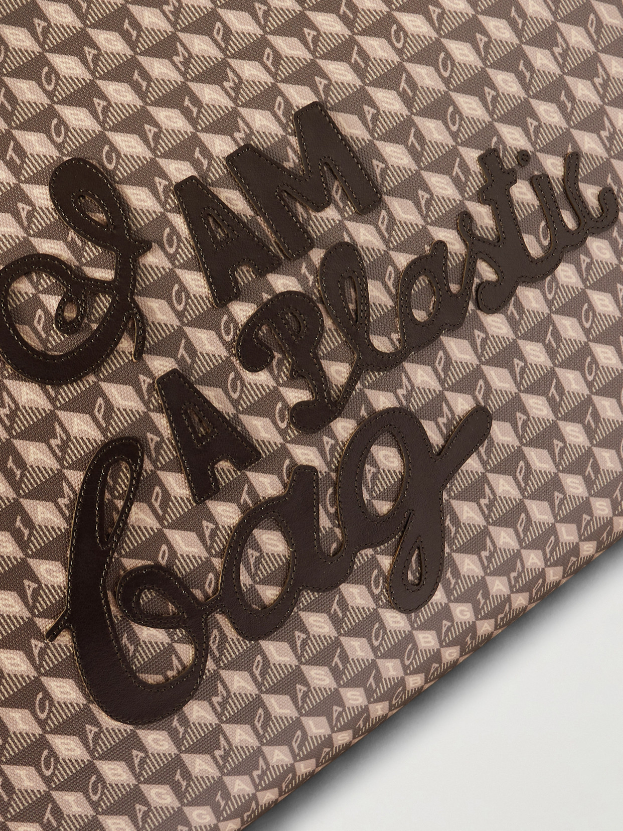 Anya Hindmarch I Am A Plastic Bag Leather-trimmed Coated-canvas Tote In Brown