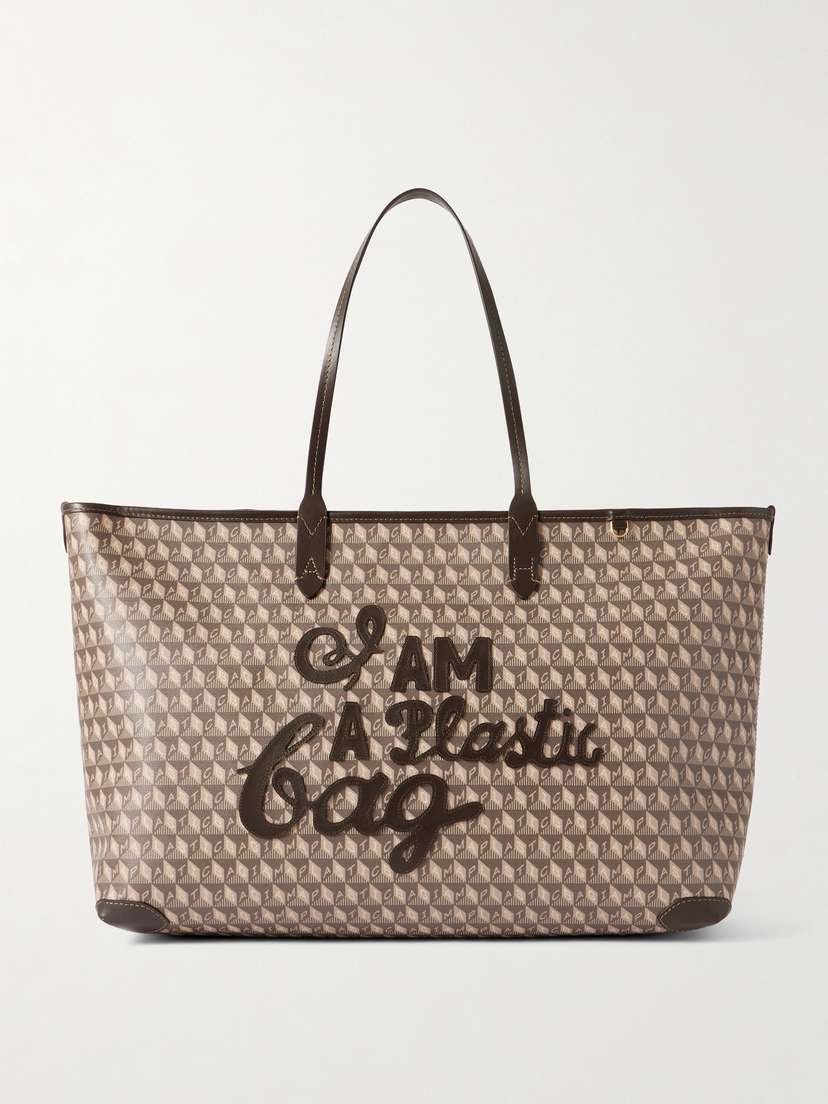 Anya Hindmarch I Am A Plastic Bag Leather-trimmed Coated-canvas Tote