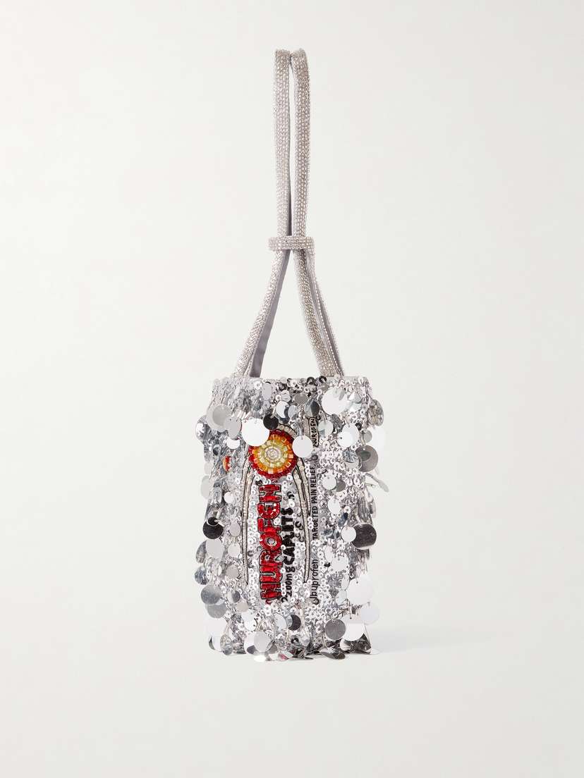 Anya Hindmarch Nurofen Embellished Satin Mini Bag