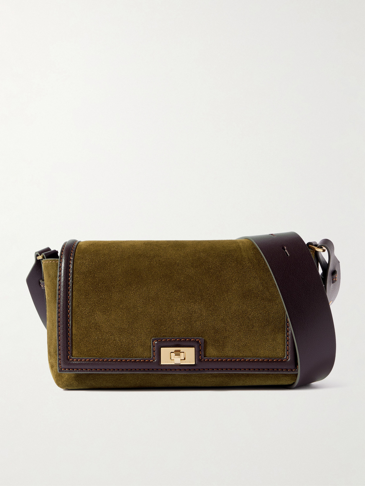 Anya Hindmarch Mortimer Frame Leather-trimmed Suede Shoulder Bag In Green