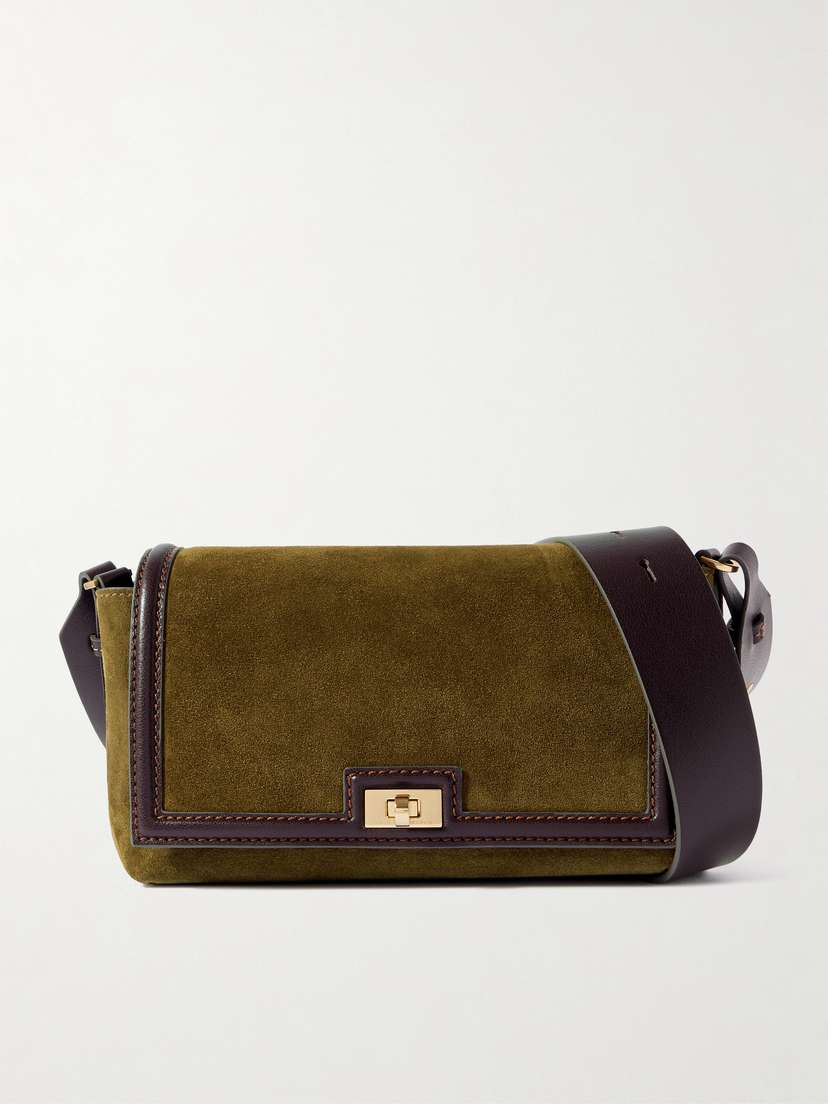 Anya Hindmarch Mortimer Frame Leather-trimmed Suede Shoulder Bag
