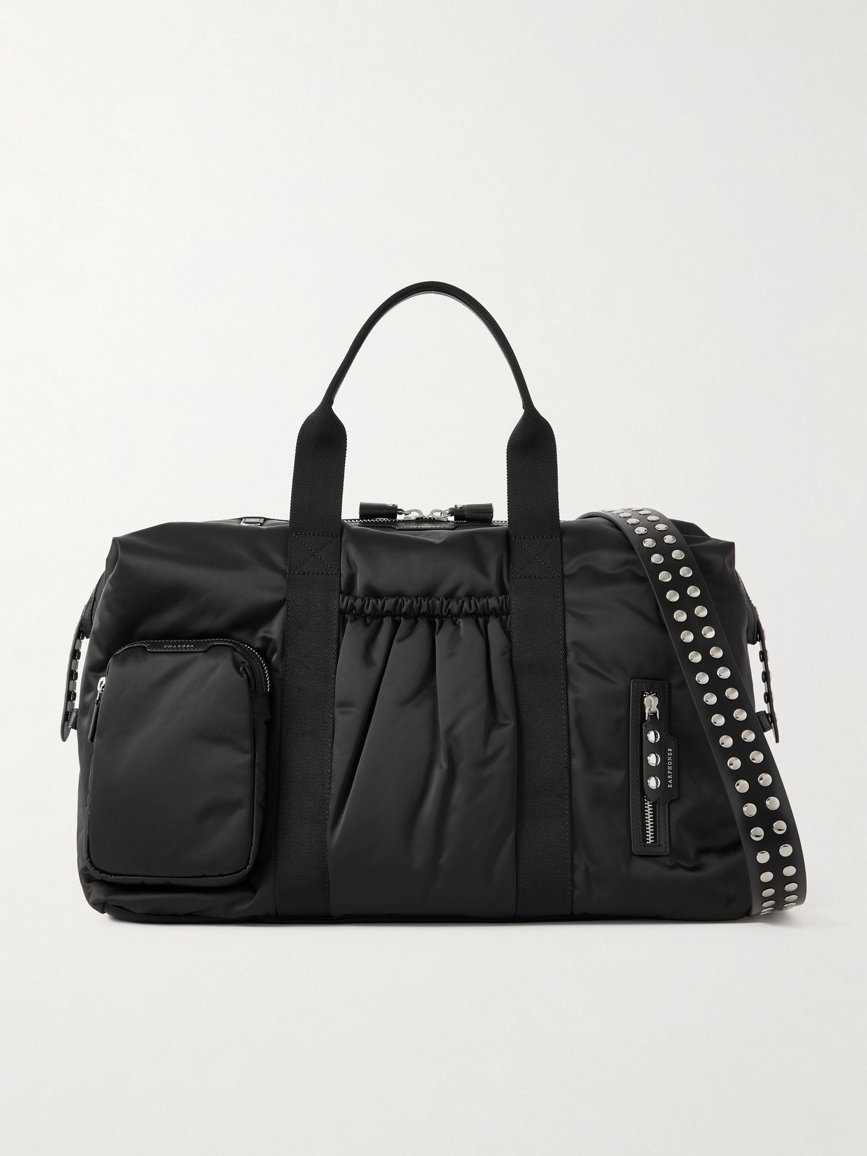 Anya Hindmarch Inflight Maxi Studded Leather-trimmed Econyl® Weekend Bag In Black