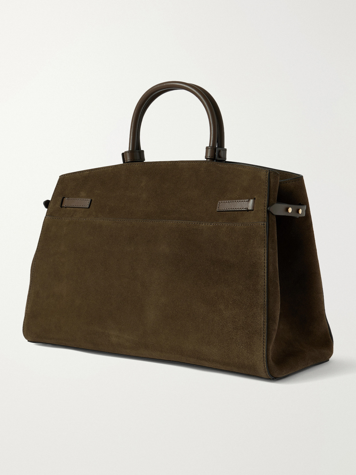 The Hudson Leather-Trimmed Suede Tote