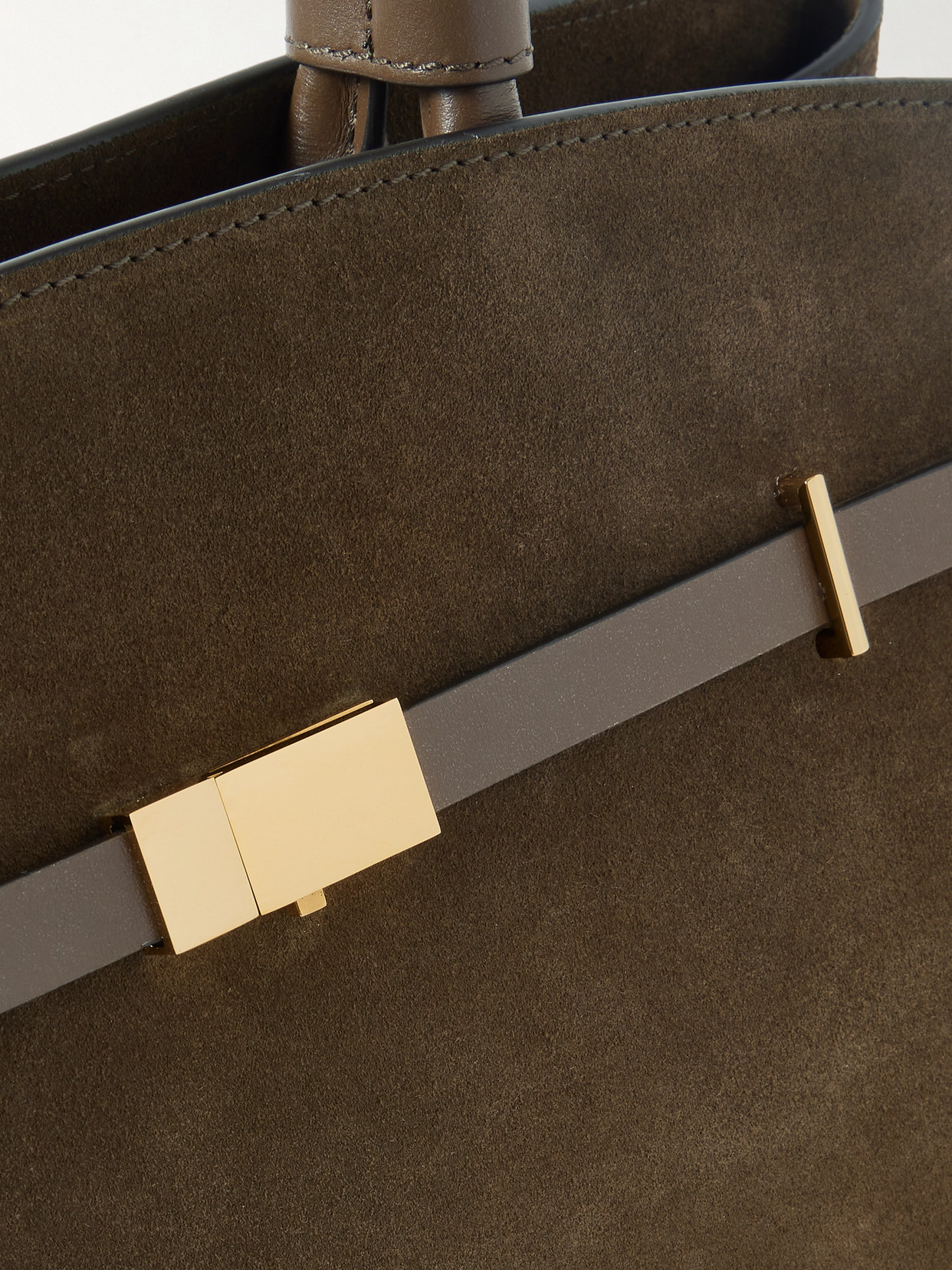 The Hudson Leather-Trimmed Suede Tote