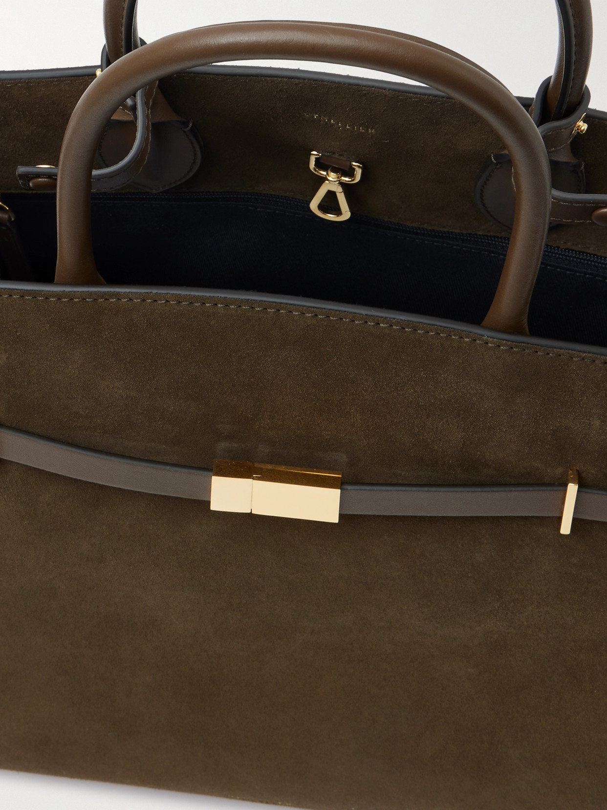 The Hudson Leather-Trimmed Suede Tote