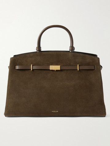 DeMellier The Hudson leather-trimmed suede tote