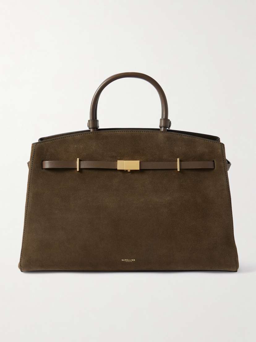 DeMellier The Hudson Leather-trimmed Suede Tote