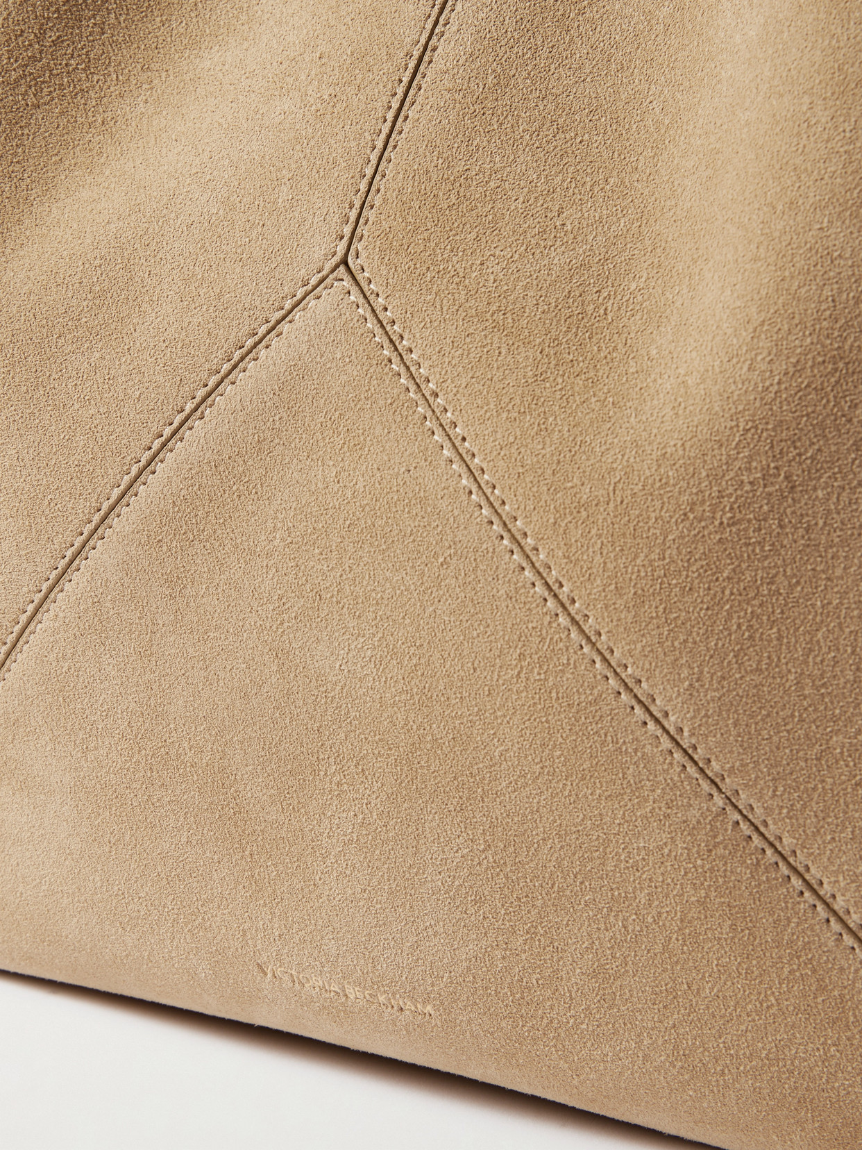 Victoria Beckham The Victoria Soft Mini Leather-trimmed Suede Tote In Neutral