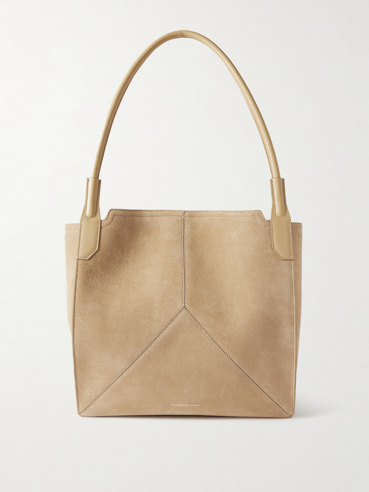 Victoria Beckham The Victoria Soft Mini Leather-trimmed Suede Tote In Neutral
